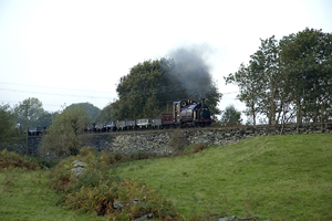 Palmerston hauls the slate train up Gwyndy Bank